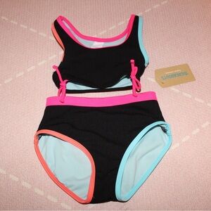 Thereabouts Girls Bathing Suit XXS 4/5 Two Piece Swimwear UPF 50+ NWT